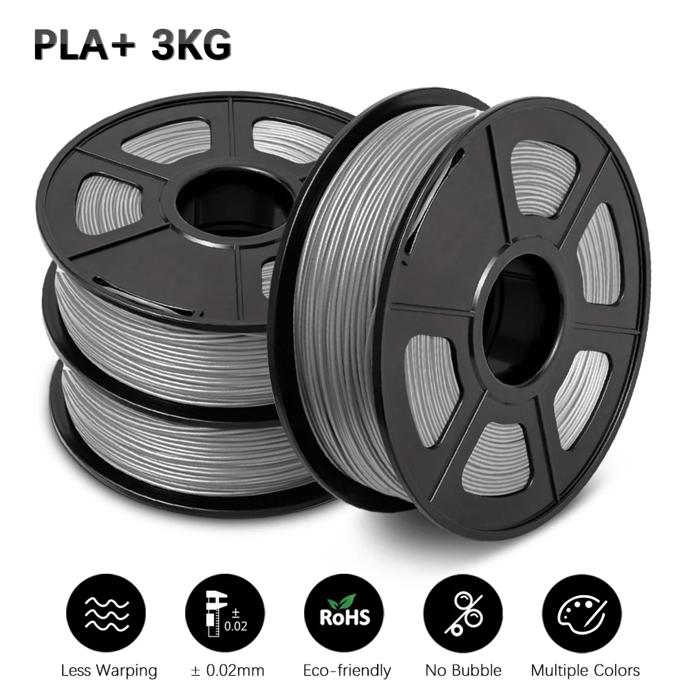 GOHIGH 3 Rolls PLA PLUS Filament 3D Printer Filament 1.75MM Pollution-free Material for 3D Printer 