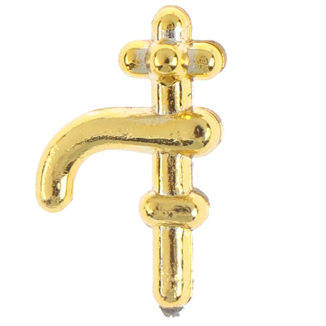 12pcs/set 1:12 Miniature Gold Color Metal Water Tap Faucet For Dollhouse Bathroom Kitchen Accessories Dollhouse Miniature Faucet 5