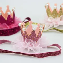 Европа и Америка ребенок фотосессия Корона повязка для волос Младенец заполнение марли порошок головной убор повязка для волос 9-цвет мульти