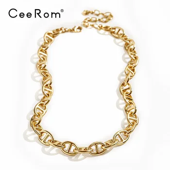 

CeeRom 15.5in Long Link Chain Choker Necklace Women Gold Color Hip Hop Rock Necklace Lady Fashion Femme Jewelry Dropshipping