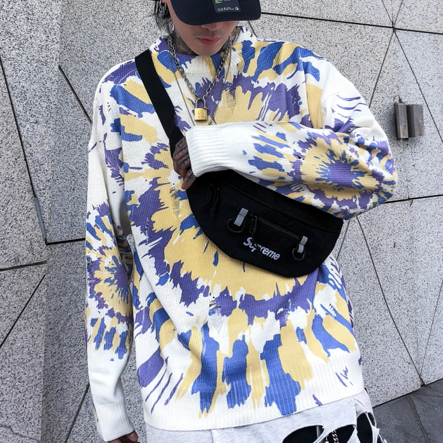 Aelfric Eden, цветная трикотажная одежда, мужские свитера, Harajuku, хип-хоп,, модные повседневные мужские пуловеры, верхняя одежда, уличная одежда