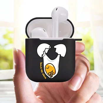 

case cartoon Gudetama Lazy Egg case cartoon Cute Earphone Charging Box Case For Apple AirPods 2 1 Black Protective Accessories