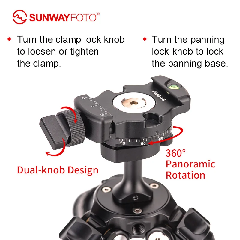 SUNWAYFOTO  PMB-18 mini tripod ball head viode head for phones and camera ballhead  easy to carry inverted ball head