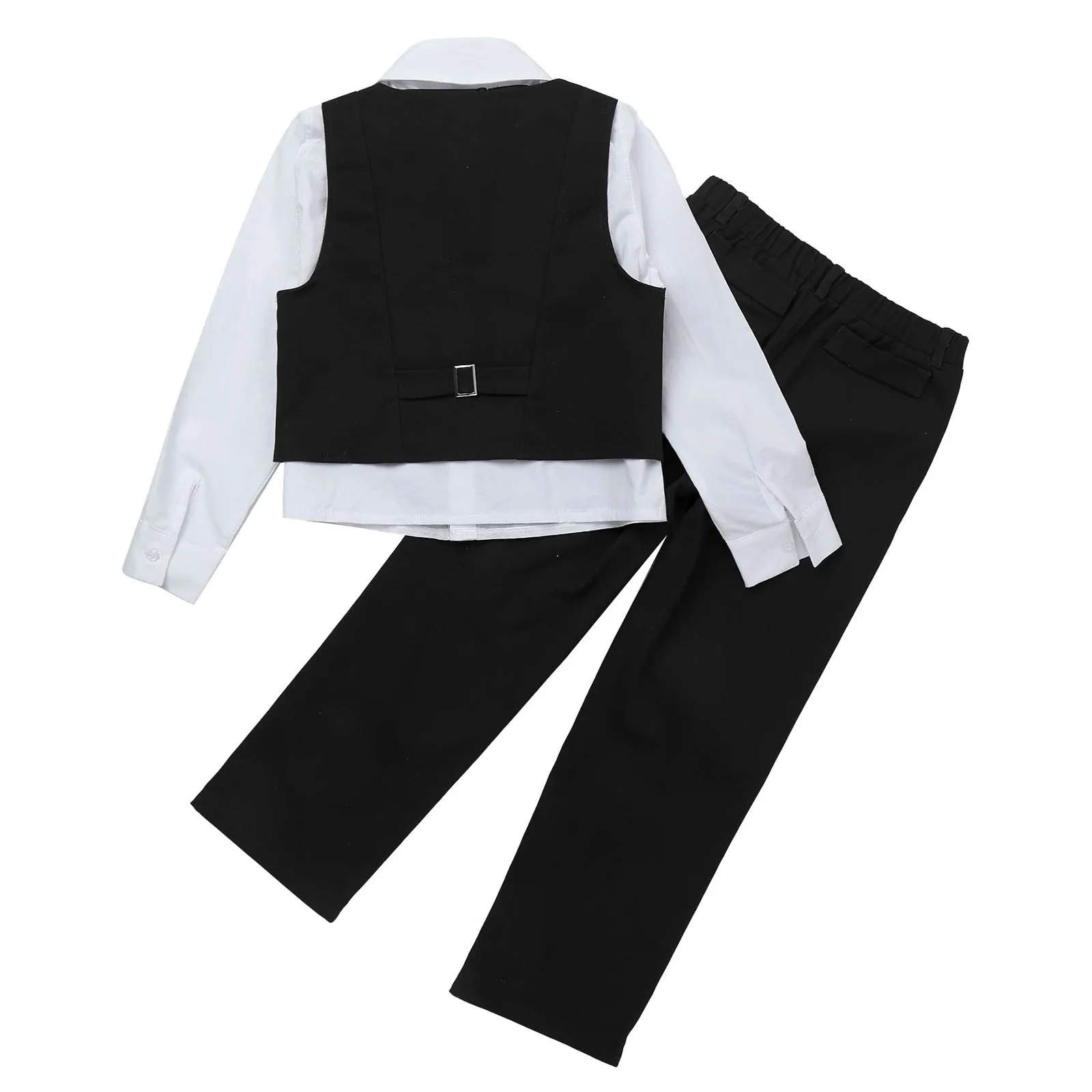 Trajes de caballero para niños, camisa de manga larga con cuello de solapa, chaleco, pantalones, conjuntos para cumpleaños, boda, fiesta Formal, trajes para niños, 2023