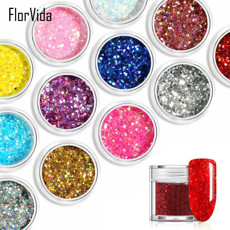 FlorVida 24 цвета под блески для дизайна ногтей и блесток 10 мл/бутылка макияж перламутровая втирка красота украшения блестки