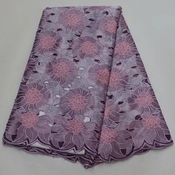 

(5yards/pc) high grade lilac purple Swiss cotton lace fantastic embroidered African voile lace fabric for party dress CP375
