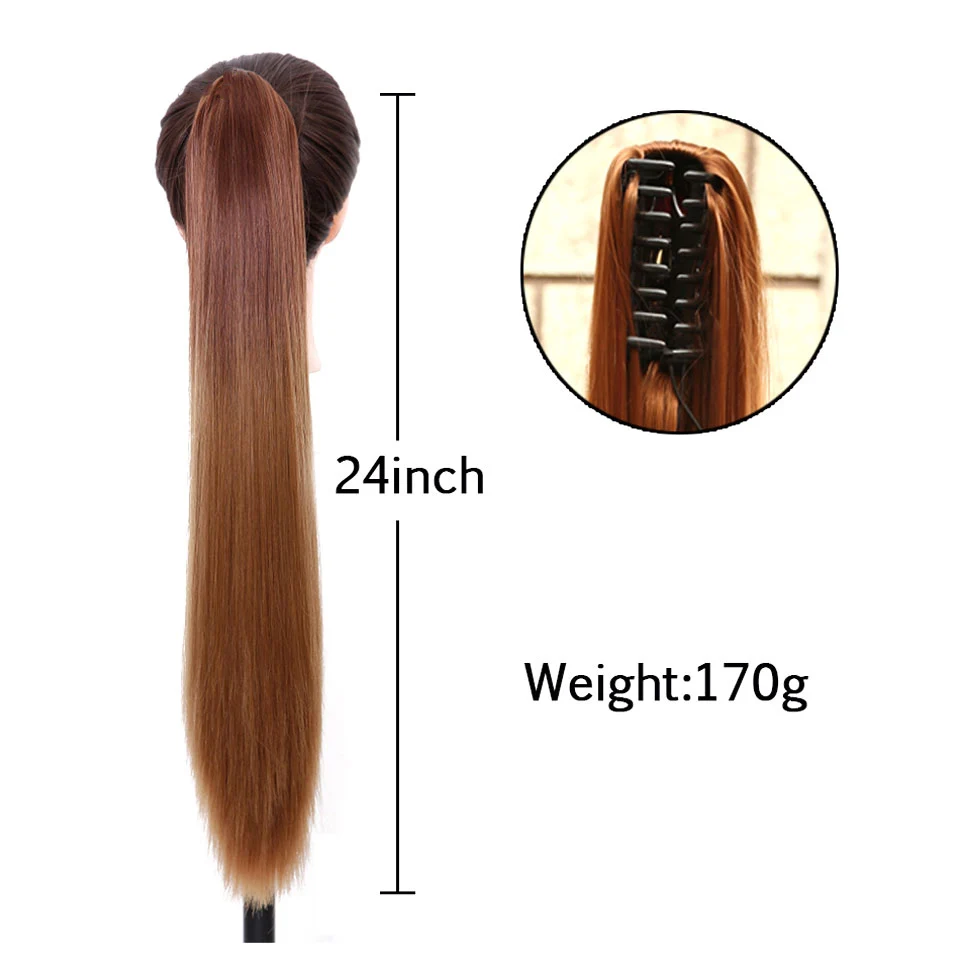 WTB Synthetic Women Claw on Ponytail Clip In Hair Extensions Curly Style Pony Tail Hairpiece Black Brown Blonde Hairstyles 24"