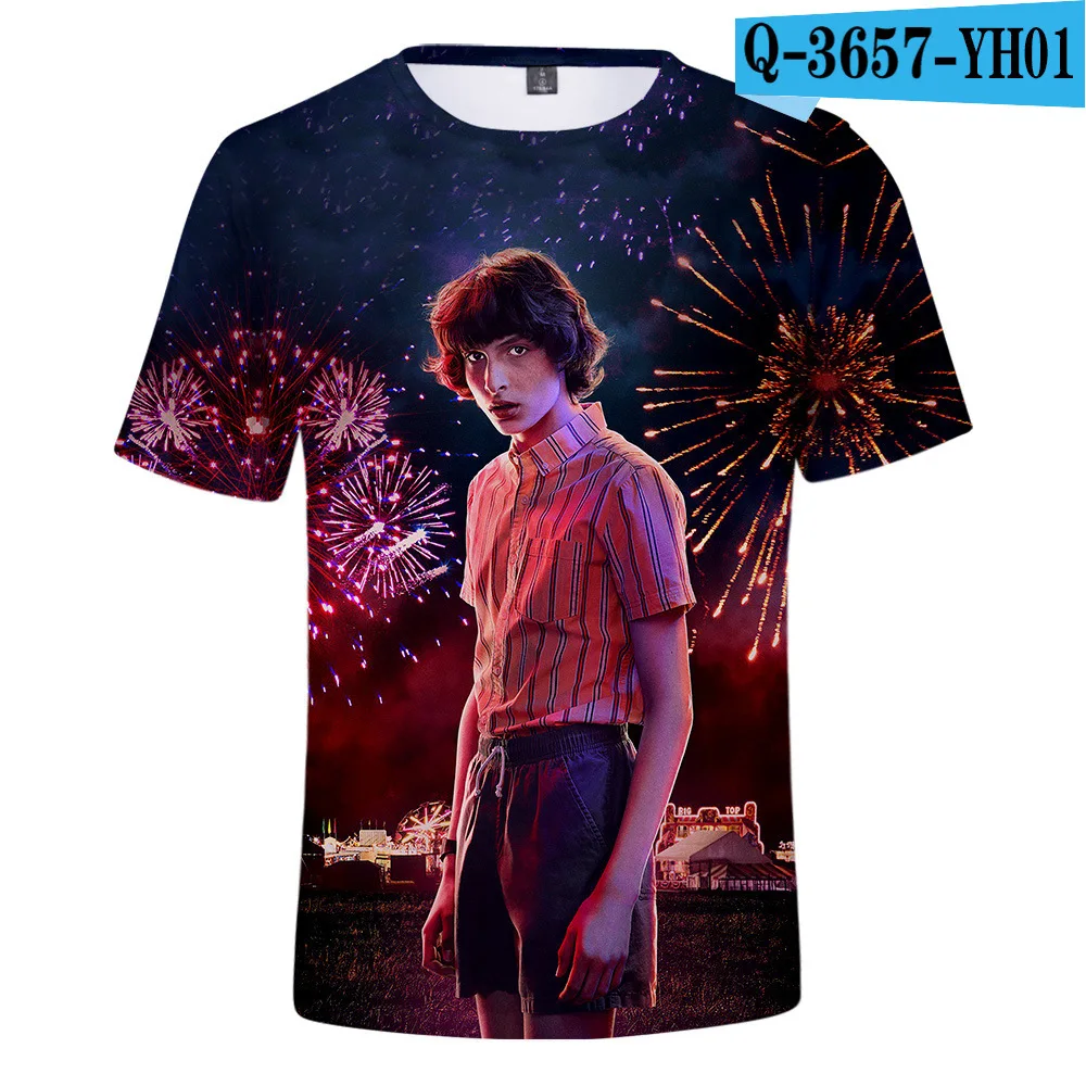 Повседневная футболка с короткими рукавами и 3D-принтом «Stranger Things 3 stranger things 3» - Цвет: E style