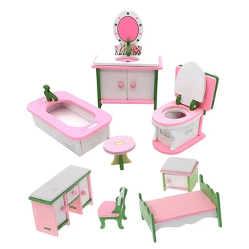 

2 Set Baby Wooden Dollhouse Furniture Dolls House Miniature Child Play Toys Gifts, 1 Set No.9 & 1 Set No.10