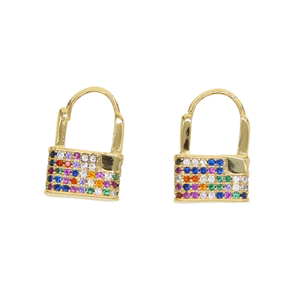 color cz Модные опт серьги с замком Висячие серьги золотистого цвета Висячие серьги для женщин ювелирные изделия Brinco - Окраска металла: color cz