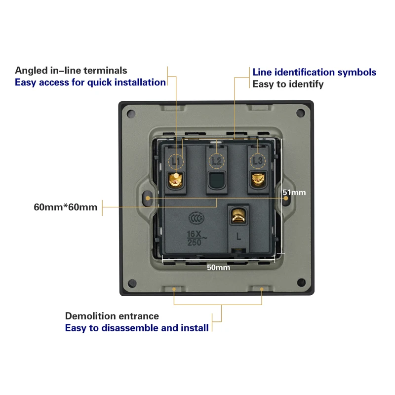 interruptores e tomadas, 220V AC, 3 quadros, DIY