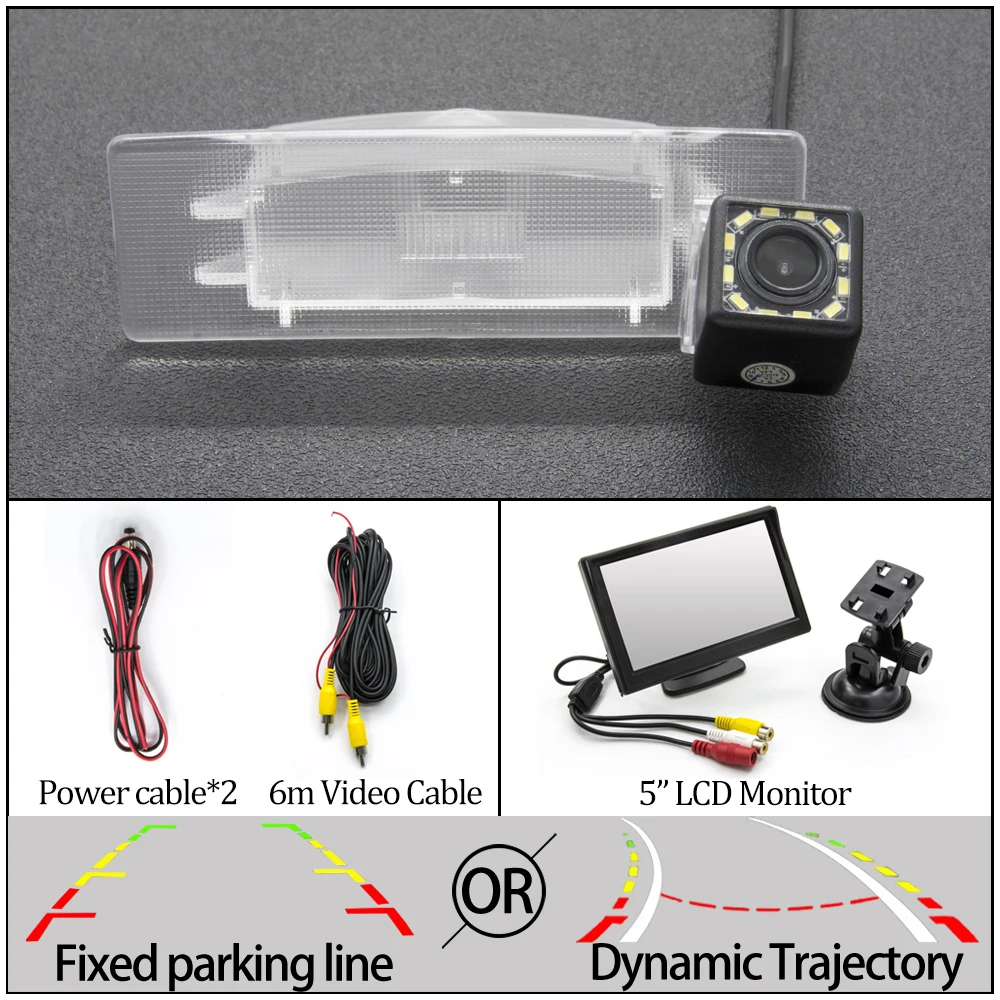 Фиксированная или динамическая траектория Автомобильная камера заднего вида для KIA kx5 Sportage 4 QL 4TH- K4 K4S 2011 2013 автомобиля - Название цвета: 12LED And 5 inch LCD