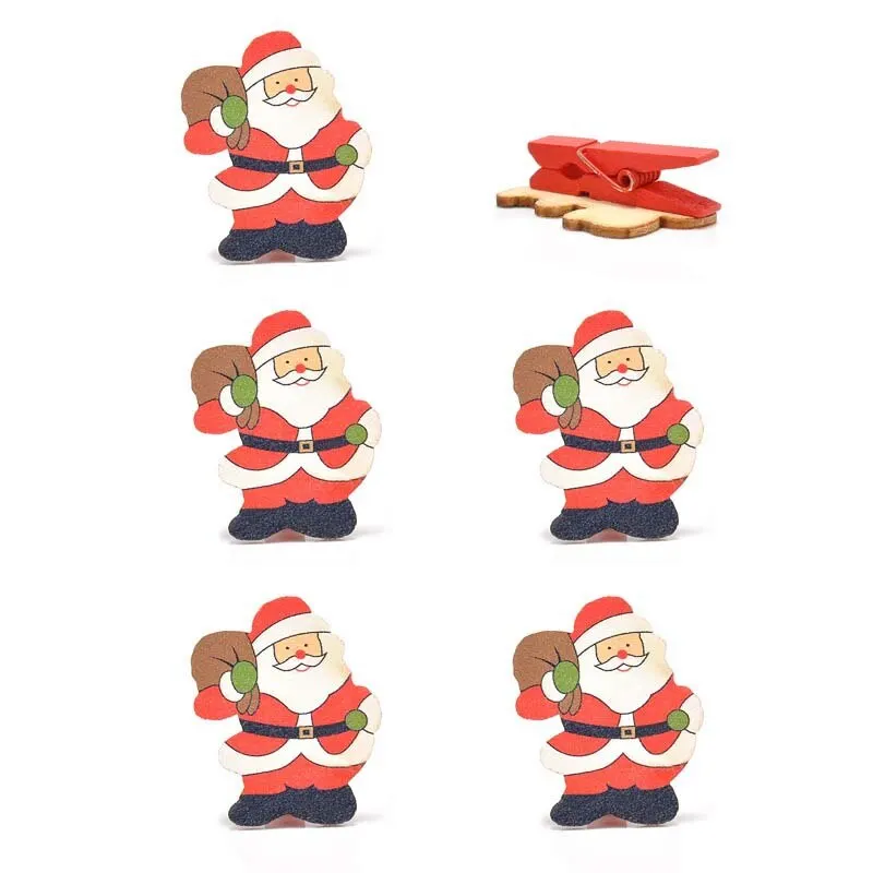 6 шт. деревянные зажимы Navidad Новогодние рождественские украшения для дома Новогодний Декор зажимы для пищевых мешков зажимы для банкнот 3,5x2,5 см