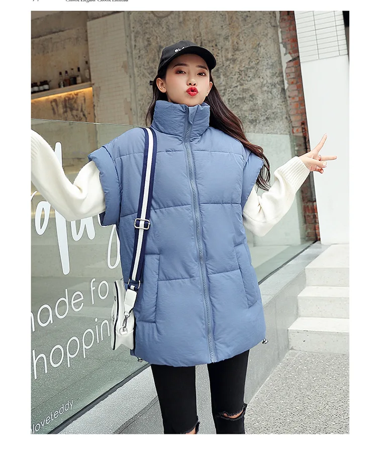 2020 Womens Korean Style Solid Sleeveless Winter Keep Warm Winter Vest Coat Single Women zipper Loose Thick Fashion Vest