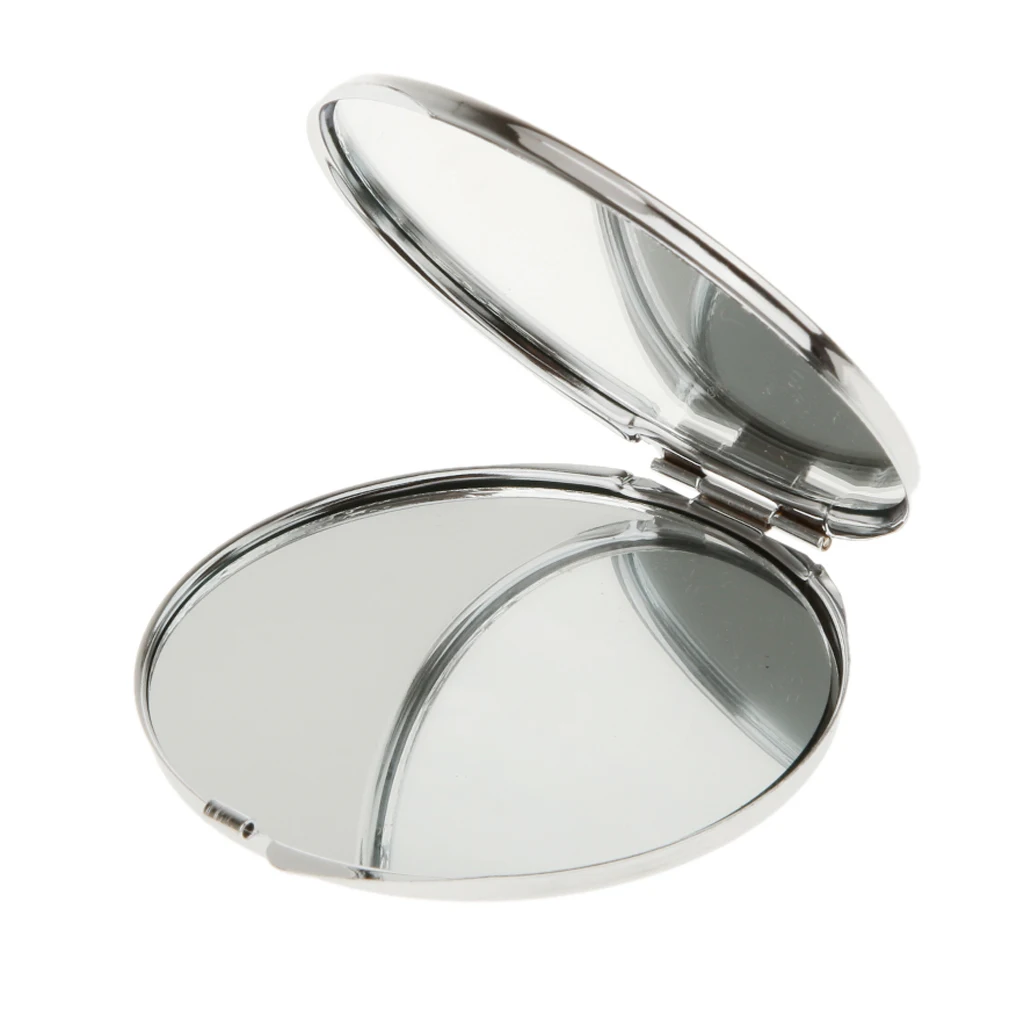 Double Side Compact Makeup Mirror Folding Metal Unbreakable Mirrors