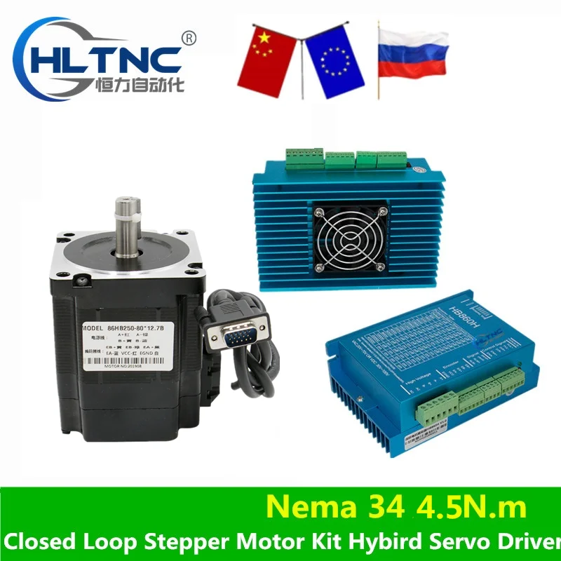 Комплект сервомоторов с замкнутым контуром Nema34 драйвер HB860H + 86HB250 80B двигатель нм