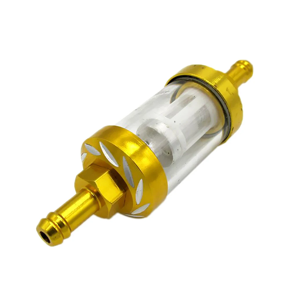 Universal Motorcycle Engine Inline 8mm Fuel Gas Filter 5/16 inch (Gold)