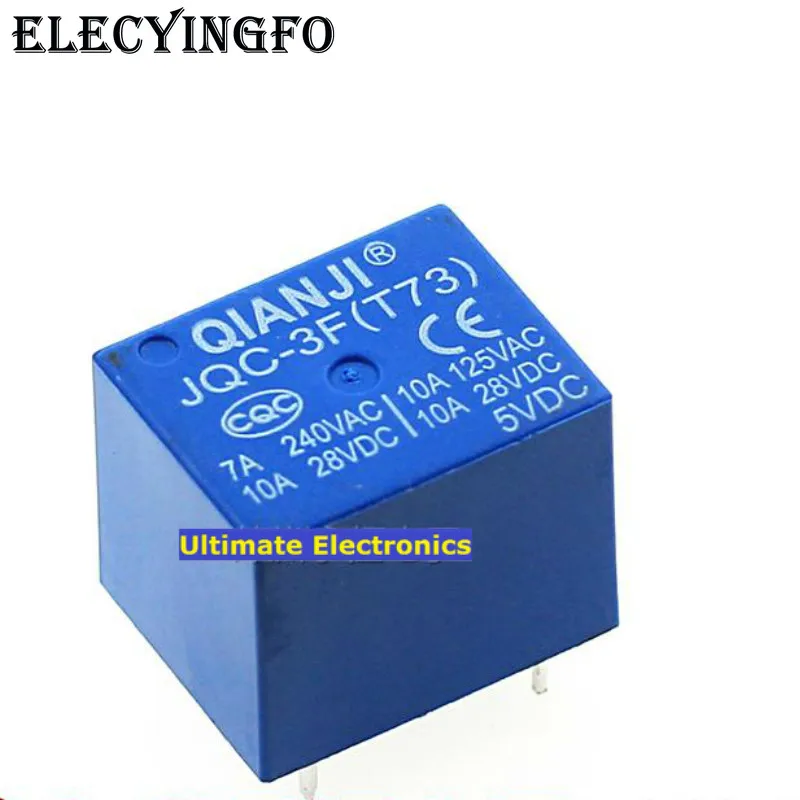 Оригинальное реле питания QianJi 10 шт. JQC-3F(T73)-5 в постоянного тока JQC-3F(T73)-12 В JQC-3F(T73)-24