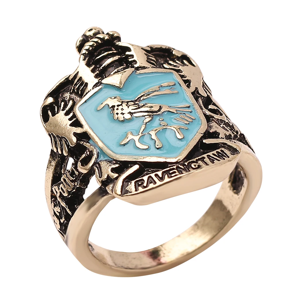 Магическое школьное кольцо Хогвартс Гриффиндор Ravenclaw Hufflepuff школа Слизерин Логотип кольца для мужчин значок Косплей подарки аксессуары - Цвет основного камня: jz307
