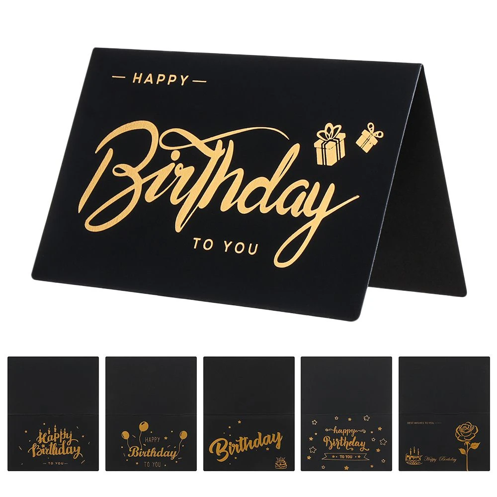Exquisite Happy Birthday Gift Wish Card Black Bronzing Greeting Card  Envelope Business Activity Notecards Thank You Card| | - AliExpress