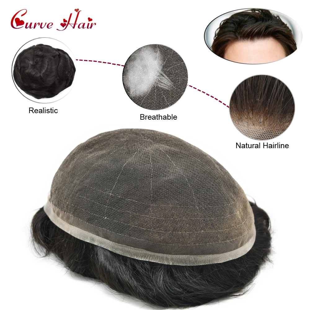 Полный шнурок человеческих волос мужской парик 60 цветов доступен полный французский шнурок мужской светильник волос плотность Черный Коричневый Серый цвет