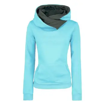 

Casual Women Winter Solid Color Pocket Warm Slim Fits Sweatshirt Pullover Hoodie