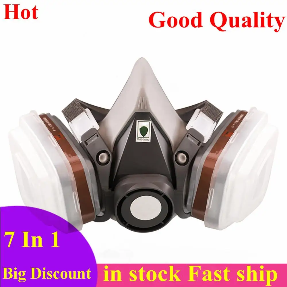 

7 In 1 Protective Safety Spraying Painting Dustproof Laboratories Reusable Respirator For 6200 Chemical Gas Mask Suit Half Face