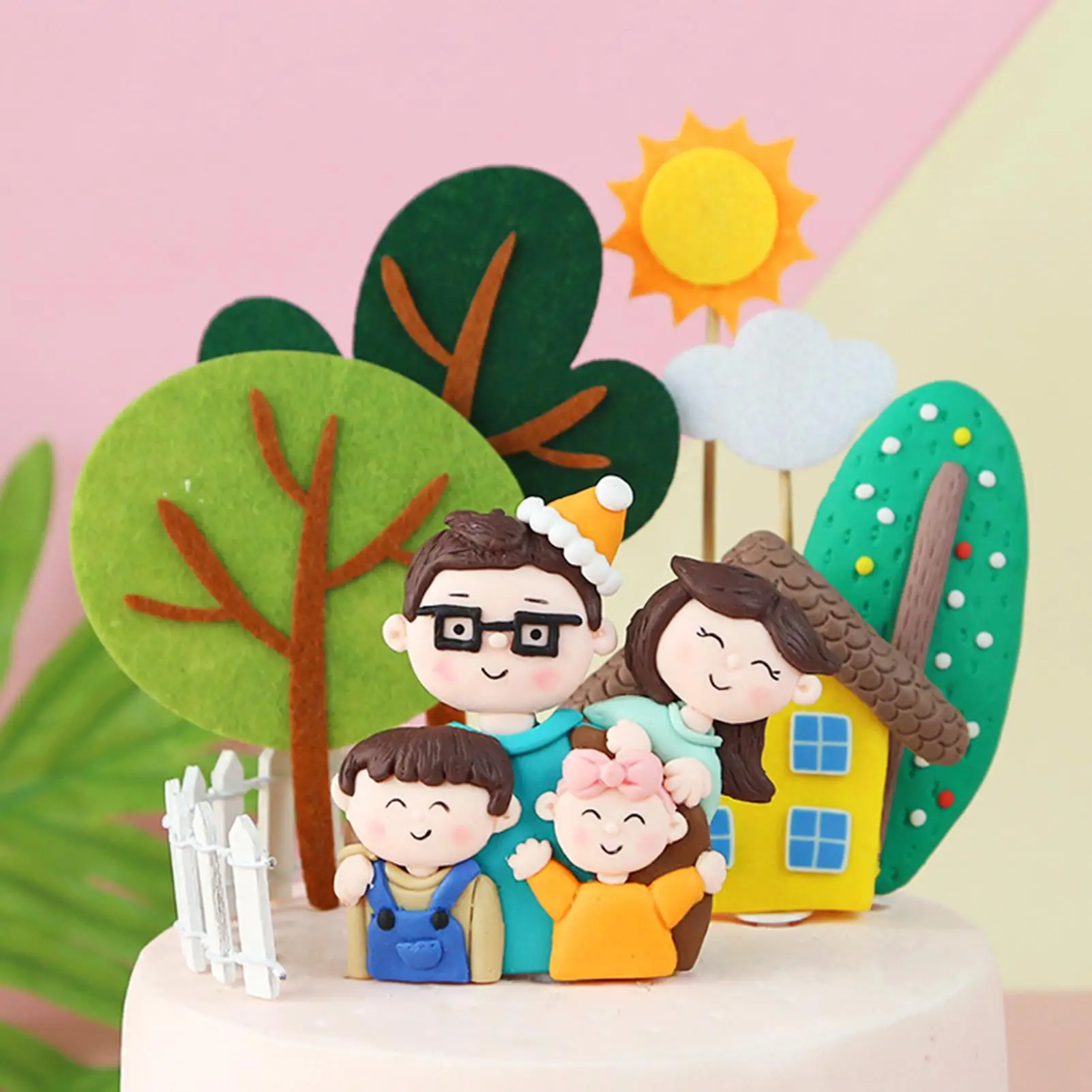 

Cartoon Family Figurine Topper Polymer Clay Mold Party Baking Cake Decoration