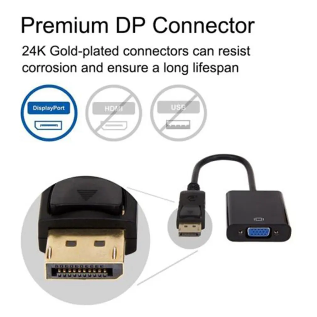 Переходник для видеоадаптера dp vga 1080p Thunderbolt штекер гнездо Кабели VGA переходник