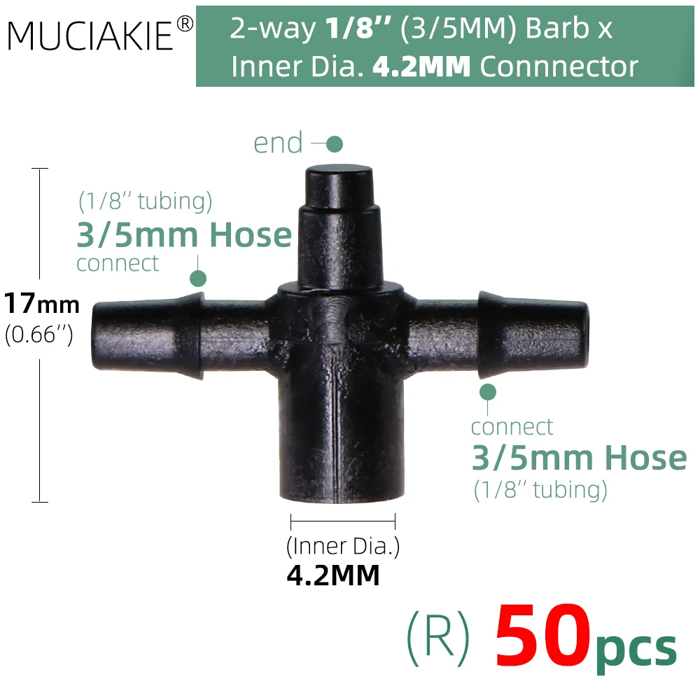 MUCIAKIE 24 Types 3/5MM 1/8'' Micro Drippers Fittings Garden Drip Irrigation Emitters Compensation 2/3/5/6-Way Coupling Adaptor self watering kit