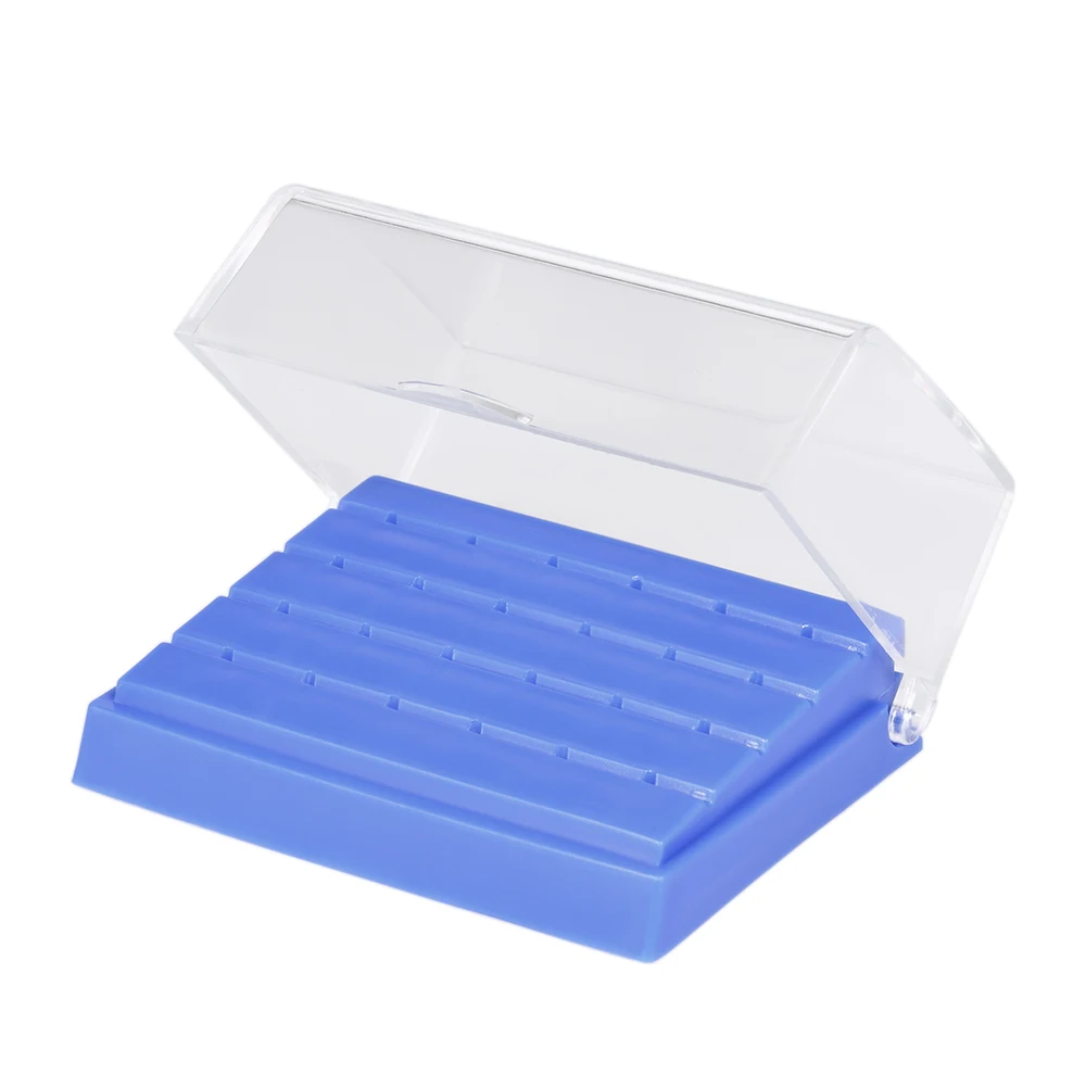 

24 Hole Nail Drill Bit Holder Dental Bur Stand Display Organizer Transparent Cover Plastic Nail Dental Accessory Container