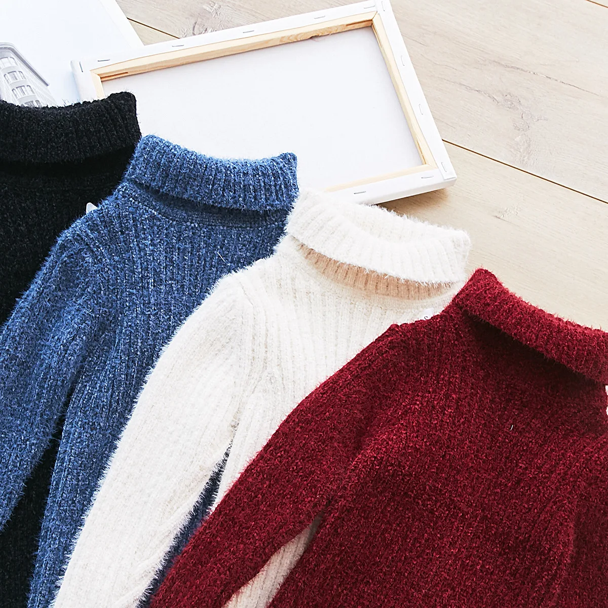 

2020 Winter Korean-style New Style Children Versatile Solid Color Furry Sweater GIRL'S Knitted Shirt Fashion