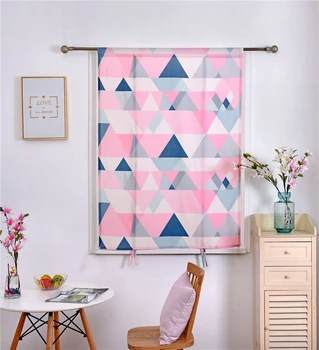 

Curtain Window Treatments Pink Semi-shading Screening Korean Style Quality Geometric Marriage Draperies Interior Decoration