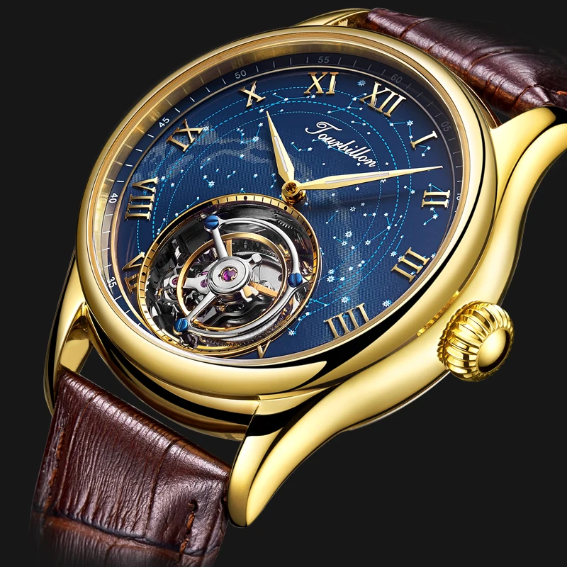 US $449.90 AESOP Mens Mechanical Watches Real Tourbillon Skeleton Watch for Men Wristwatch Man Male Clocks Mechanical Watch montre homme