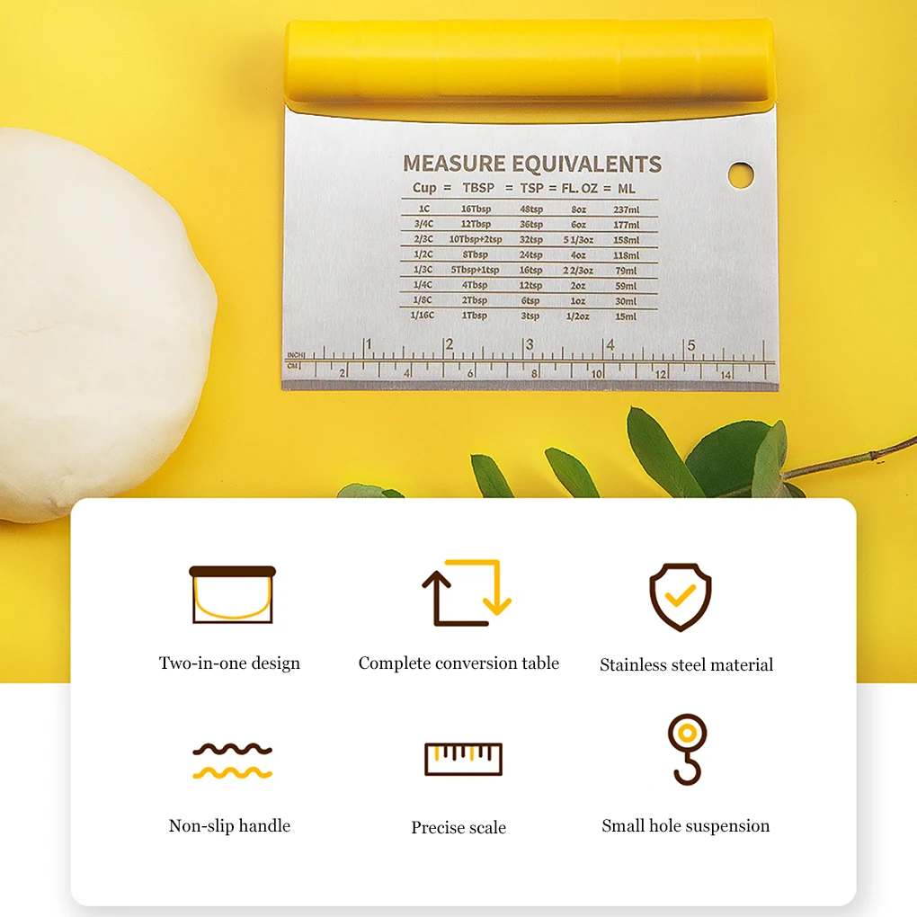 Dough Scraper Home Bakery Stainless Steel Dough Bread Noodle Pizza Chopping Scraping Board