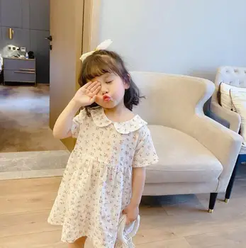 

2020 New Style Girls Printed Dress Fashion Cotton Summer Girls Dresses 1-6t PY810