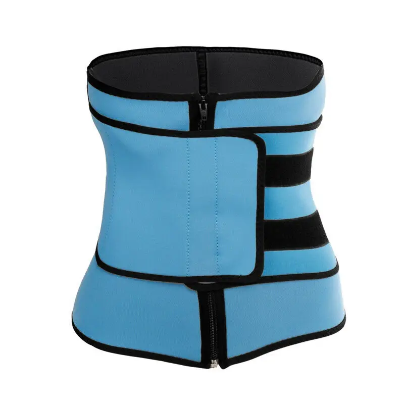 Unisex Wen Women Fashion Solid Neoprene Stomach Slimming Hot Exercise Belt Fat Burner Waist Body Shaping Cummerbunds Black Blue