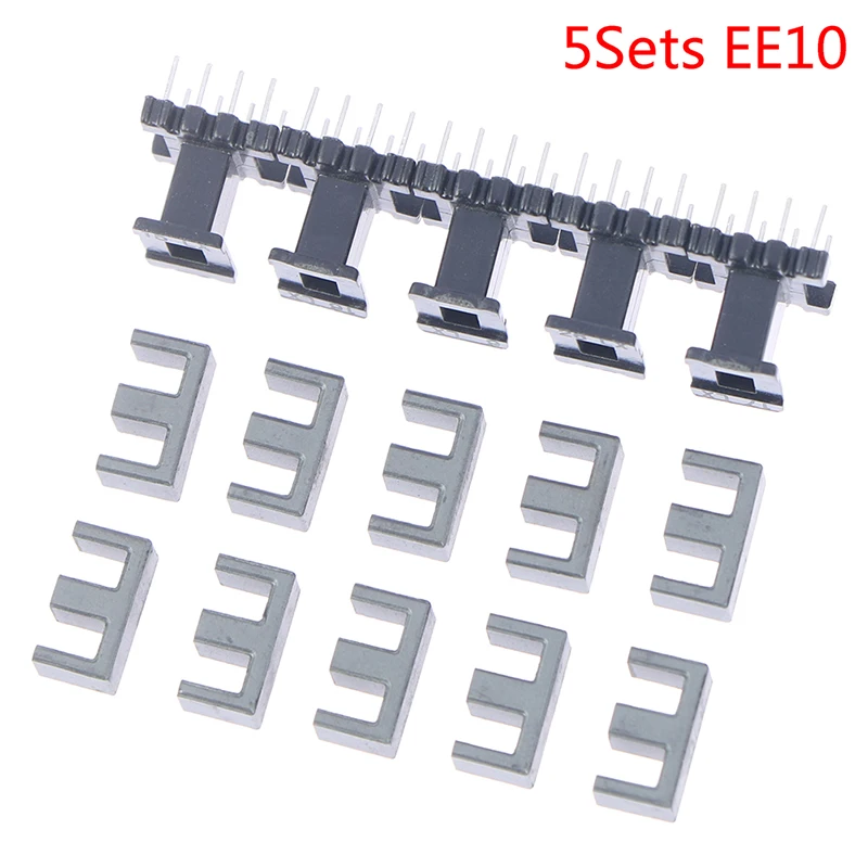 5Sets EE10 4 4pin Transformer Bobbin PC40 Ferrite Core Vertical power transformer