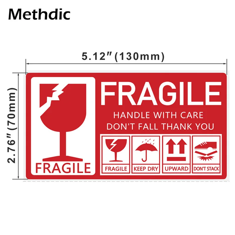 Methdic 130x70mm 250pcs Packaging Fragile Label Stickers Fragile Sticker Up And Handle With Care Keep Dry Shipping Express Label - Self-adhesive Paper - AliExpress