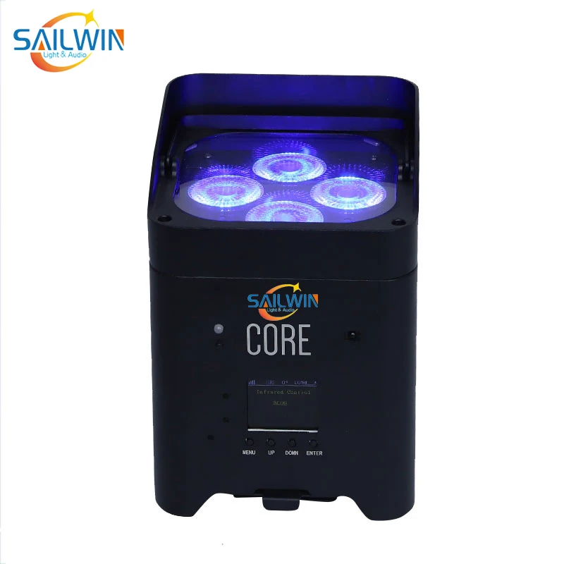 Wireless IR Remote Control Battery Power 4*18w RGBWA+UV Rechargeable LED Par Uplight Can For Wedding Club | Лампы и освещение