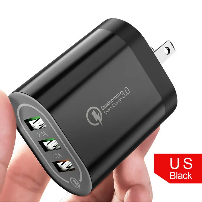Универсальный 18 Вт USB быстрая зарядка 3,0 5 в 3A для iphone X 8 EU/US Plug мобильный телефон Быстрая зарядка для Samsug s8 s9 XIAOMI - Тип штекера: US Black