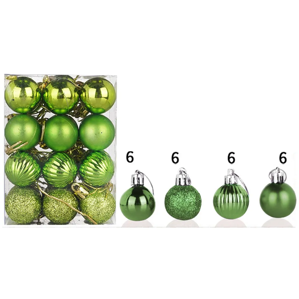 Christmas Balls Christmas Tree Ornaments 30mm Christmas Xmas Tree Ball Bauble Hanging Home Party Ornament Decor 24PC#37