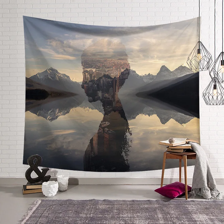 

Nordic Wall Cloth Art Wall Digital Printing Tapestry Wall Blanket Beach Towel Wall Cloth Tree Sea Figure Shadow tap260