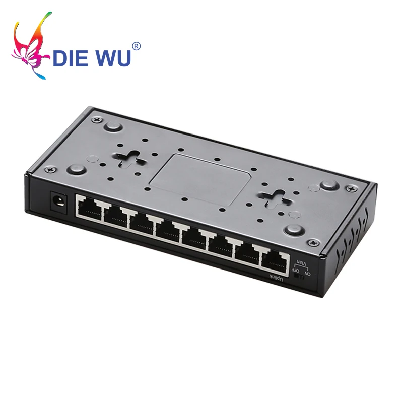 DIEWU 8 Порты коммутатор для высокоскоростной сети Ethernet 10/100 Мбит/с RJ45 концентратор коммутатор для интернет-сети переключатель виртуальной локальной компьютерной сети адаптер для настольный металлический чехол