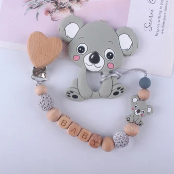 

2020 New Cute Silicone Teether Pacifier Chain Clip Beads Bracelet Baby Teething Necklace Silicone Bead For Baby