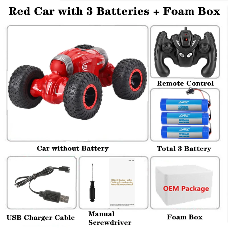 Радиоуправляемая машина на радиоуправлении 2,4 ГГц 4WD Twist-пустынные автомобили Внедорожные багги деформированные высокая скорость скалолазание RC автомобиль дети детские игрушки подарок - Цвет: Red-Foam Box-3