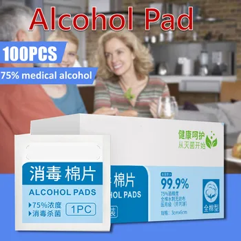 

100 Pcs/box Alcohol Wipe Pad Nail Art Medical Swab Sachet Antibacterial Tool Disposable Disinfection Prep Swap Pad