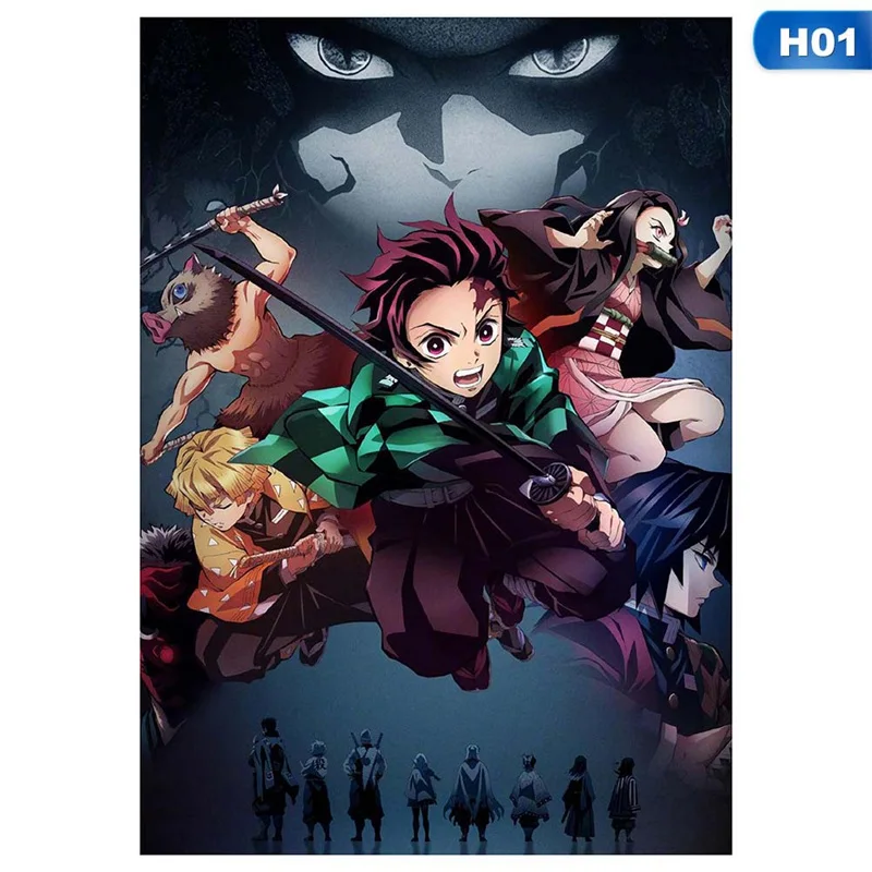 1 Demon Slayer: Kimetsu No Yaiba Tanjirou Nezuko Аниме Манга настенный плакат для гостиной украшение дома - Цвет: 1