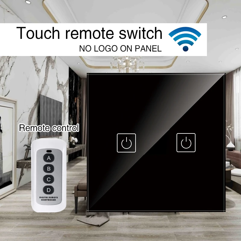 

UBARO EU/UK Standard 1/2/3 Gang Wireless Remote Control Light Touch Switches, Smart Home RF433 Remote Control Wall Switch