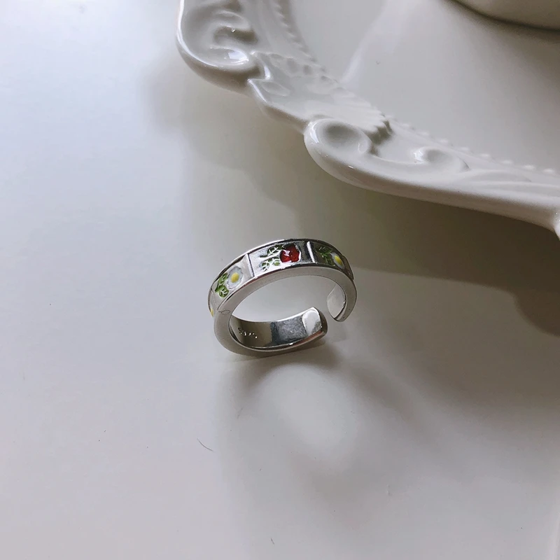 LouLeur, S925 Стерлинговое Серебро, ромашка, кольца,, корейский стиль, романтический цветок, открытые кольца для женщин, серебро, 925, ювелирное изделие